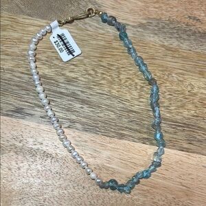 Elegant Pearl and Blue Bead Bracelet